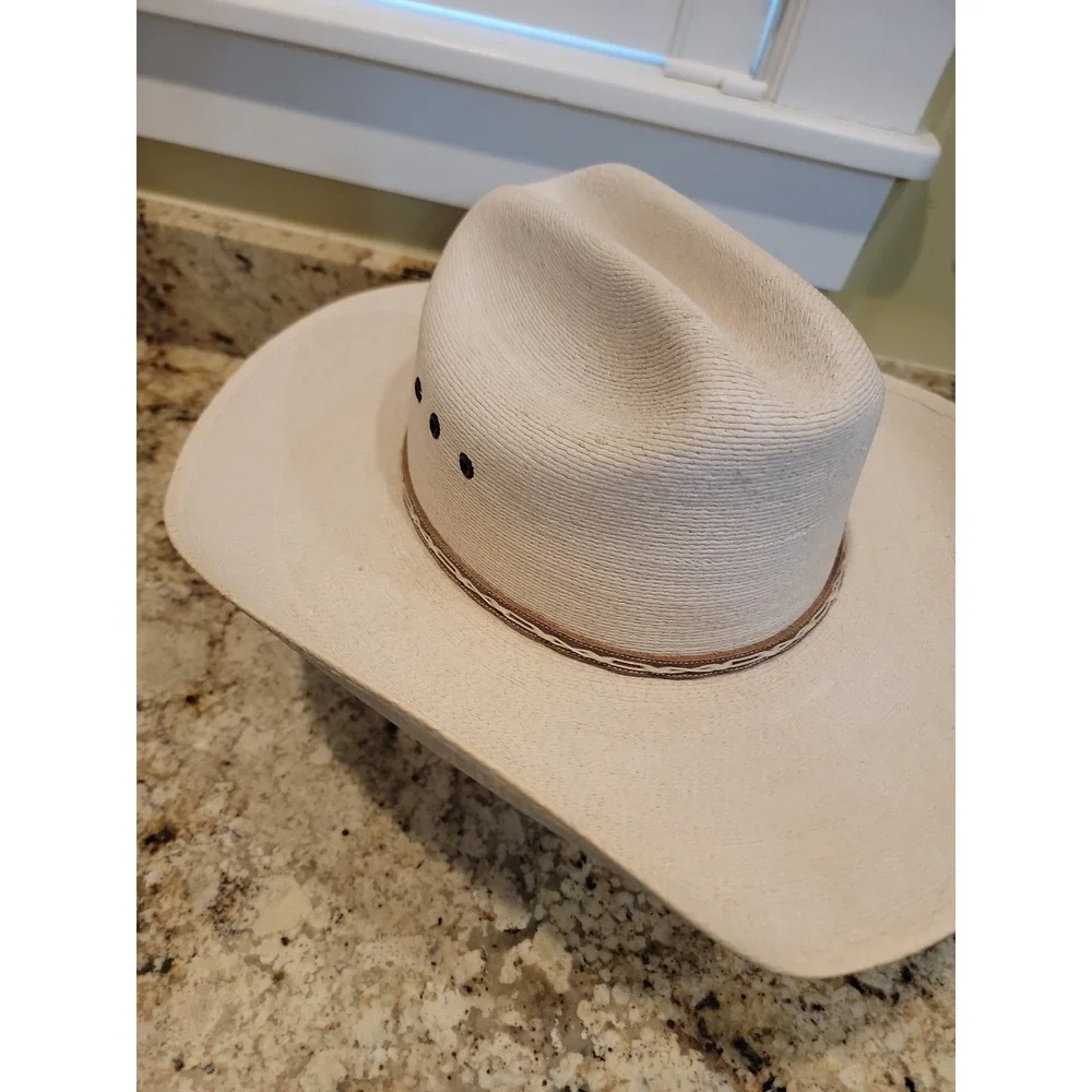 Atwood Marfa 5X Palm Leaf Western Cowboy Hat, Size 7 5/8 Long Oval 4 1/4